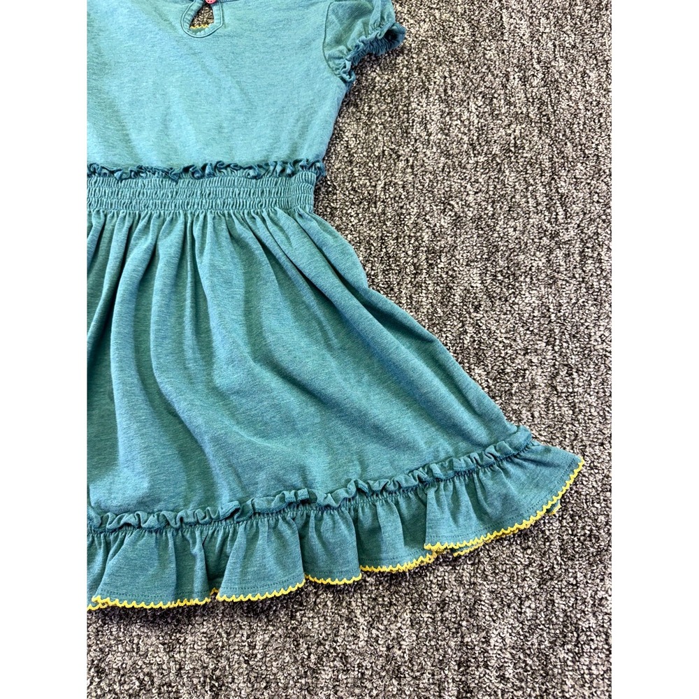 Matilda Jane Dress Girls 4 Teal Green Cotton Smocked Waist Ruffle Keyhole Back - Picture 16 of 16
